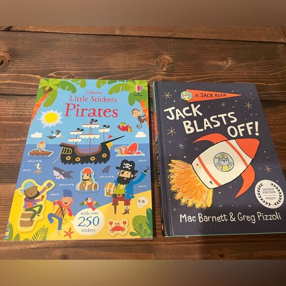 Usborne Little First Stickers Pirates & A Jack Book Jack Blasts Off Bundle - Picture 1 of 11